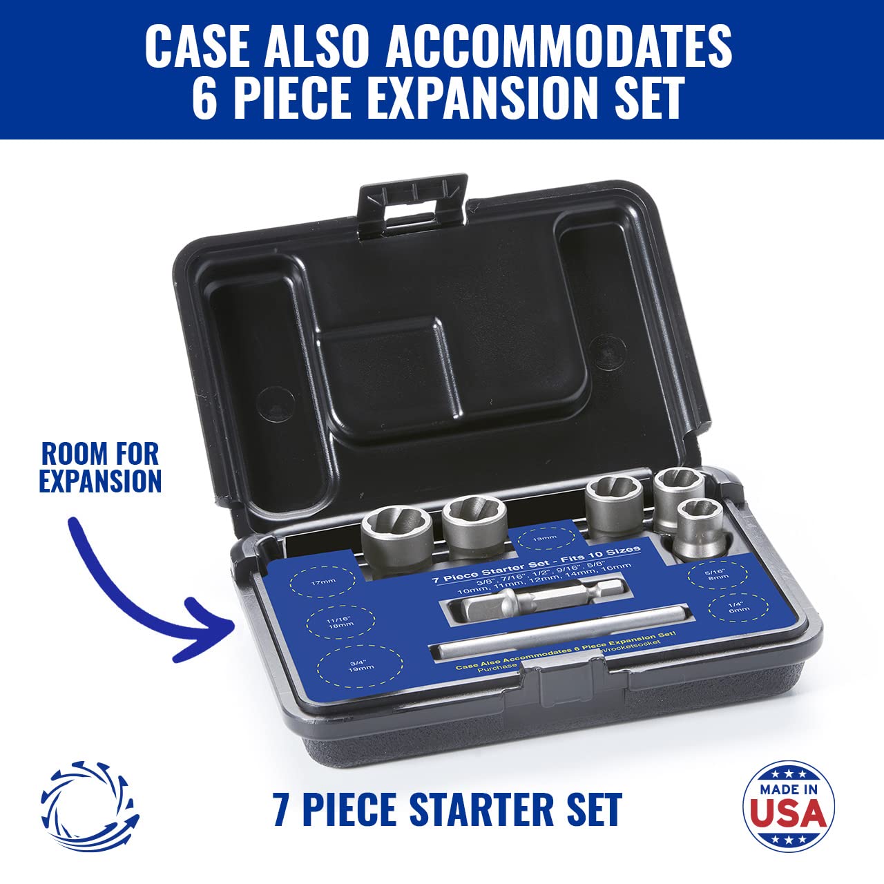 ROCKETSOCKET Made in USA Extraction Socket Set 7 Pieces, impact