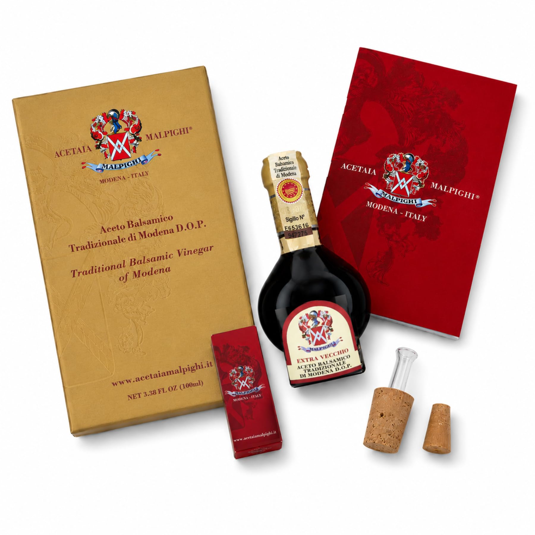 Acetaia Malpighi – Tradycyjny Balsamiczny Ocet z Modeny DOP Extravecchio, Ponad 25 Lat – 100 ml – Tylko Gęsty Moszcz – Wybór dla Haute Cuisine