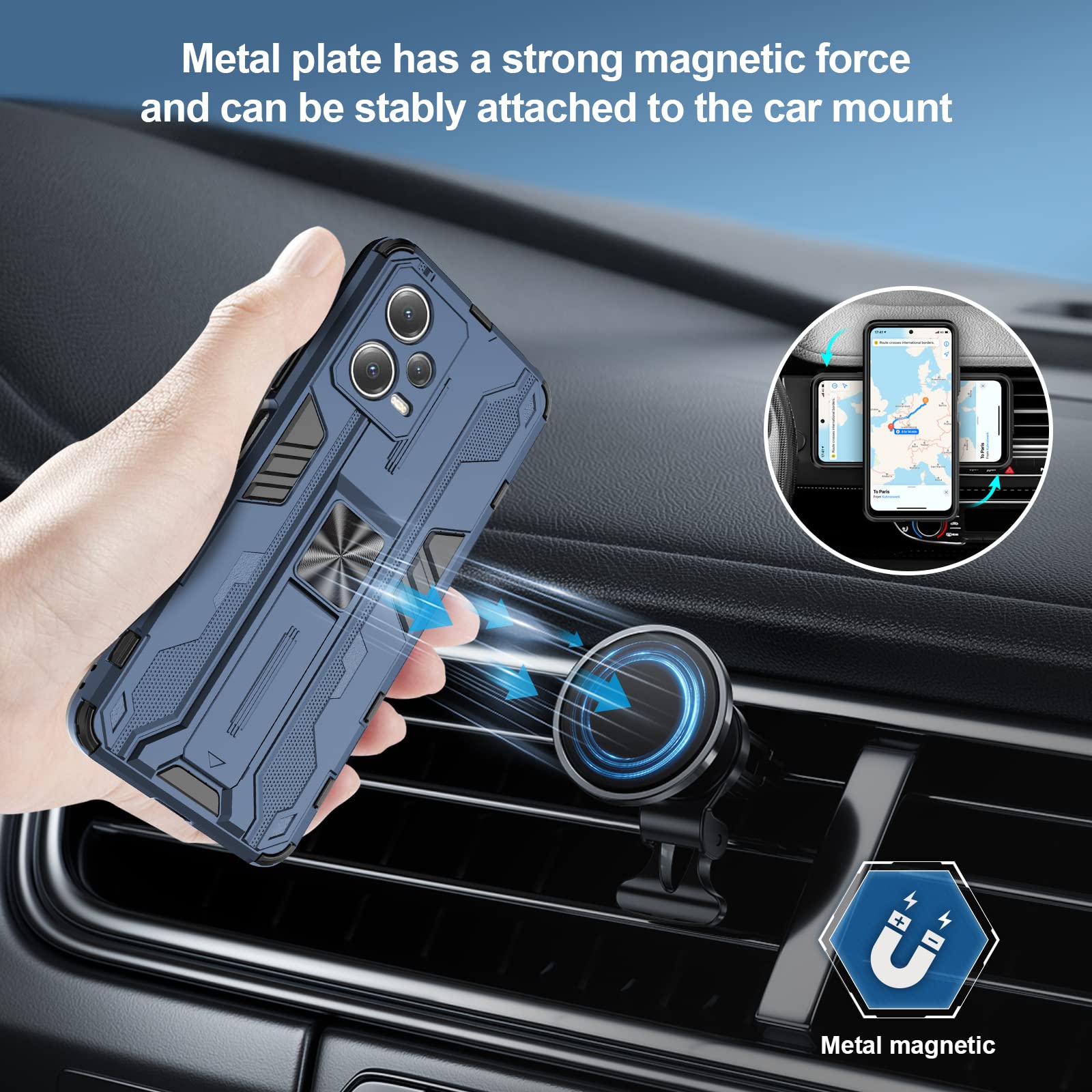 Funda para Xiaomi Redmi Note 15 Pro 5G, Carcasa Antigolpes con Soporte anular metálico, Case Protectora de Grado Militar, Azul — view 623