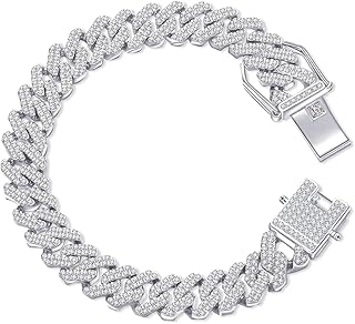 MEENAZ Mc Stan bracelet for men Cuban Link Chain Silver Bracelet for boys Women girls gents Miami Bracelets Iced Cubic Zir...