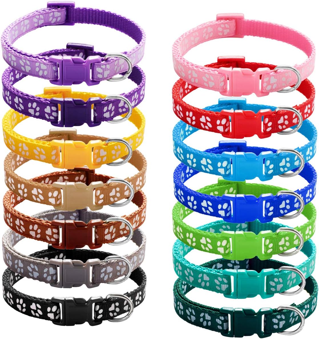 Puppy ID Collars Identification Whelping Soft Nylon Adjustable Breakaway Safety Litter Collars for Newborn Pets and Small Dog 14 pcs/Set