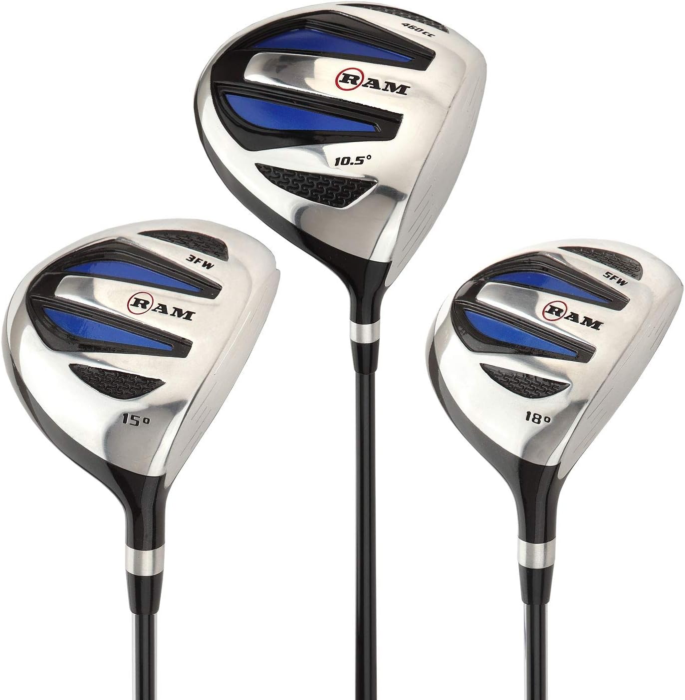 Ram Golf EZ3 Mens Graphite Wood Set - Driver, 3 & 5 Wood - Headcovers Included