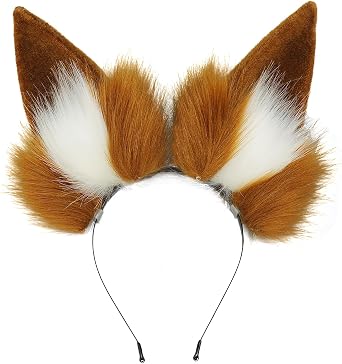 Women Cat Ear Furry Animal Headband Handmade Cute Wolf Fox Cosplay Halloween Costume Headwear