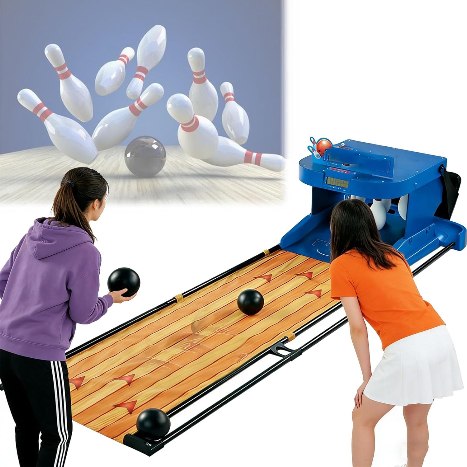 Competitive Electronic Bowling Alley, Electronic Bowling Alley Game, Travel-Friendly Bowling Set with Automatic Reset/Lighting/Simulation Sound Effect/LED Scoreboard.(3.5m)