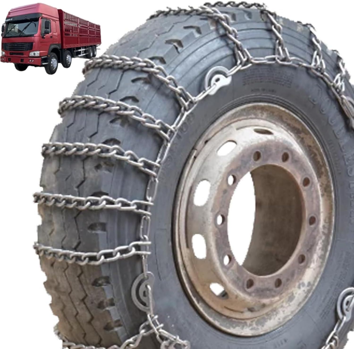 2pcs 9mm Heavy Duty Snow Tire Chains for Suv Pickup Trucks and AVT Traction Chains Manganese Skid Design for Snow,Mud and Sand Reliable Grip 315/70R22.5 2pcs 205/75R17.5