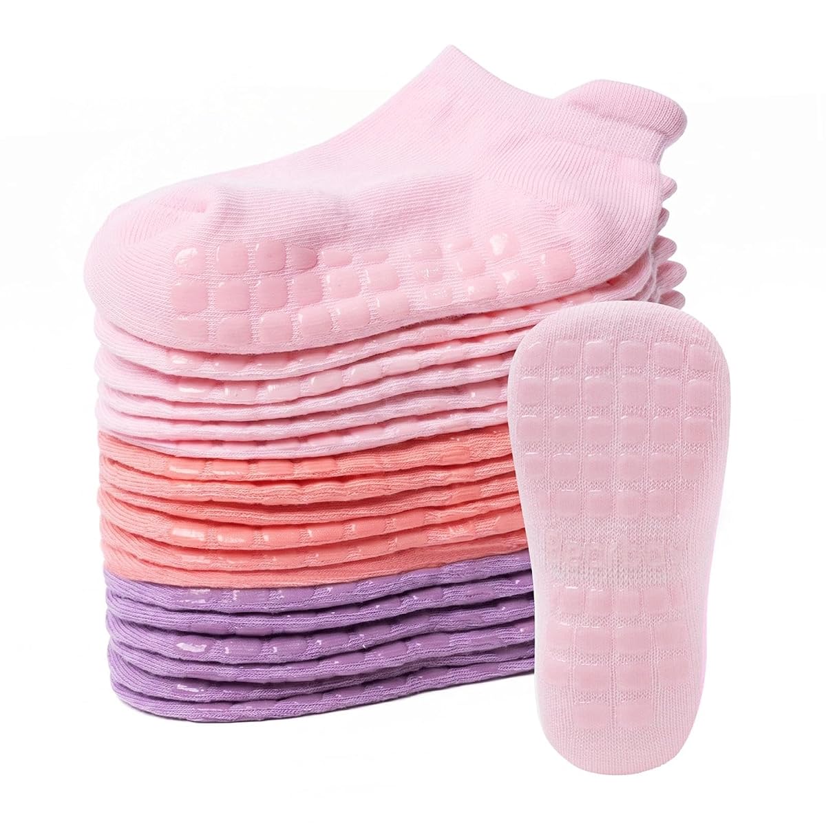 Bearbay Baby Socks with Grippers (9 Pair) for 6 months-5 years old Crew Socks