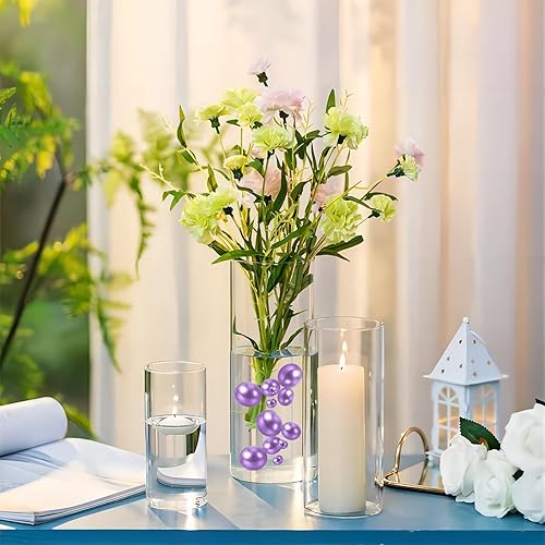 Miniatura 4 de Relleno de jarrón morado claro  150 cuentas de perlas para centros de mesa y jarrones  Cuentas de 0.310.550.79 pulgadas sin agujero, perlas falsas