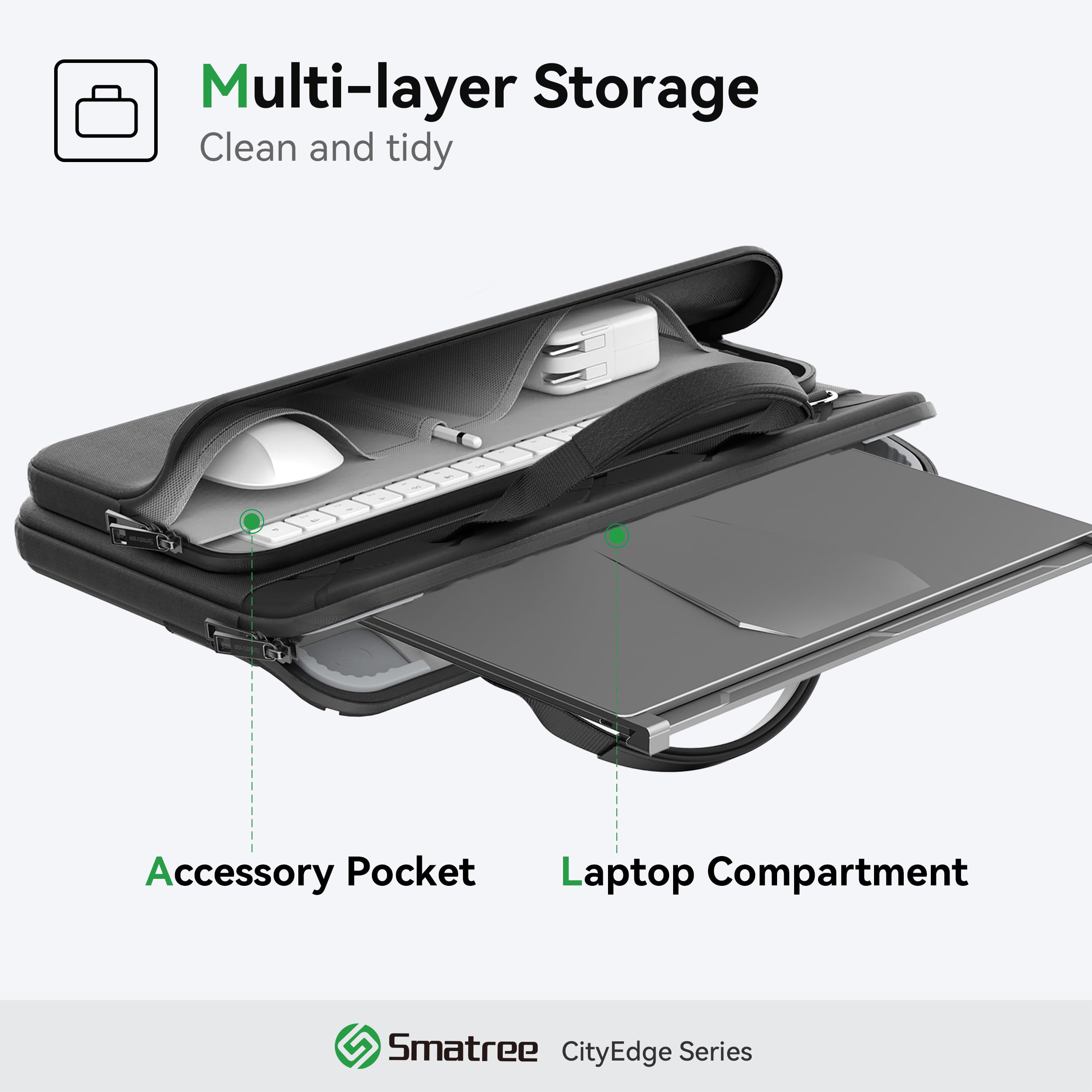Smatree CityEdge Laptop-Hülle für 45,7 cm (18 Zoll) ASUS ROG Strix SCAR 18 2025/2024/2023, für 18 Zoll ASUS ROG Strix G18 2025/2024/2023, Tragetasche mit Zubehörfach, Schultergurt (CE01)