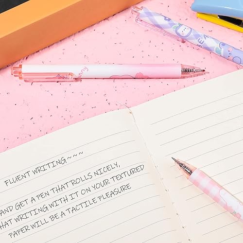 Miniatura 6 de Qualirey 12 bolígrafos Kawaii de tinta de gel de 0.020 in de tinta negra, bolígrafos Kawaii, retráctiles, elegantes, suministros escolares para