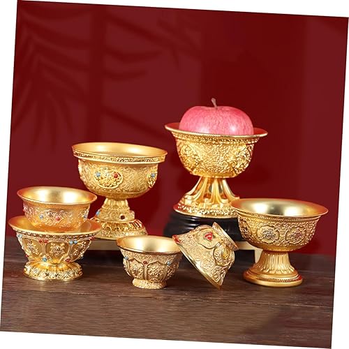 Miniatura 3 de Decoración de latón Accesorios para el hogar Decoración de diamante Plato de fruta budista Cuenco de agua tibetano Bendición Bandeja de frutas