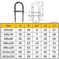 Vista 5 de Perno en U M5x78 de acero inoxidable 304 de amarre en U (paquete de 6)