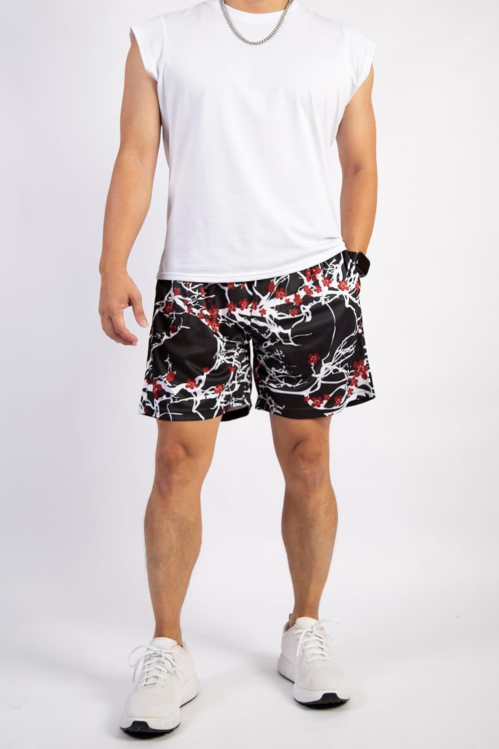 BOOMLEMON Mens Mesh Graphic Print Shorts Fashion Designer Workout Shorts Retro Casual Cool Streetwear Short Pants - Image 2