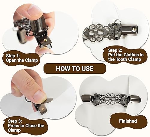 Miniatura 6 de 3 piezas de cincha vintage suéter vestido chal cárdigan cuello clip, camisa retro de cintura ceñida en la espalda, clip de ropa para ajustar,