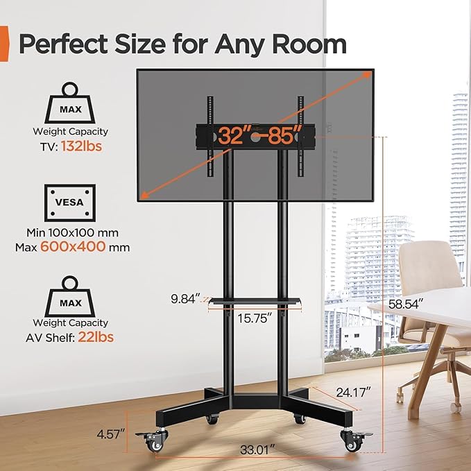 Soporte para TV Móvil Perlegear para Pantallas de 32 a 85 Pulgadas miniatura 2