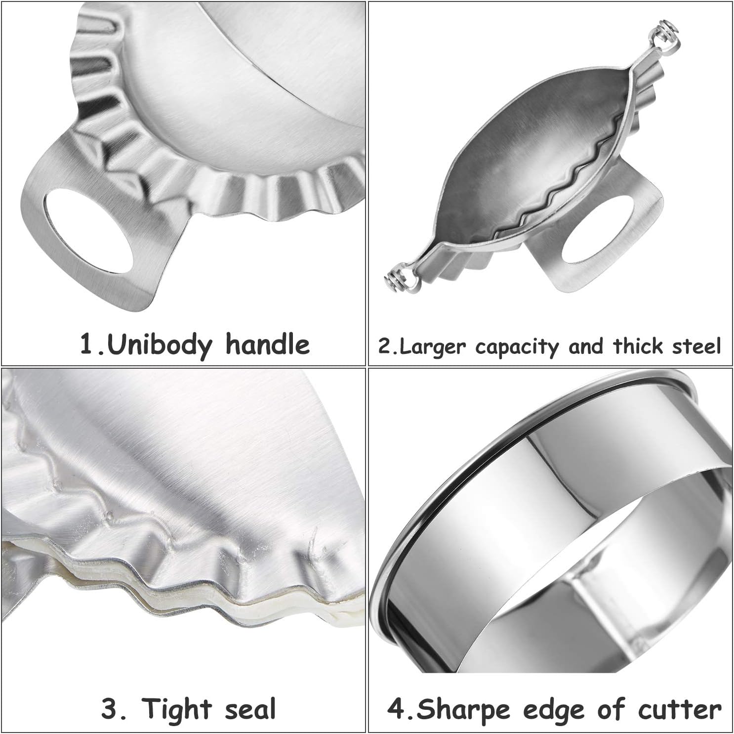 3 Pieces Dumplings Maker Dumpling Press Molds with 3 Pieces Dumpling Skin Maker in 9.5 cm/ 8.5 cm/ 8 cm Dumpling Wrapper Cutter Pie Ravioli Empanadas Press Mold for Kitchen