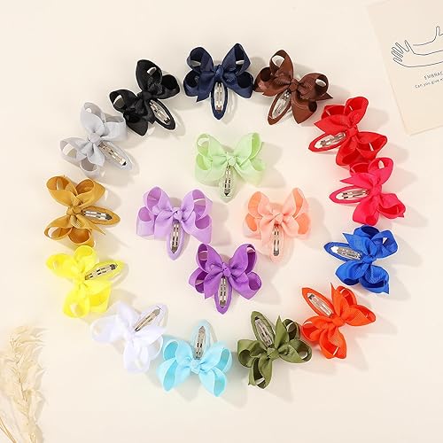 Miniatura 6 de 40 lazos para el pelo de bebé a presión para niñas, cinta de grogrén totalmente doblada de 3 pulgadas, accesorios para bebés, niñas, recién nacidos