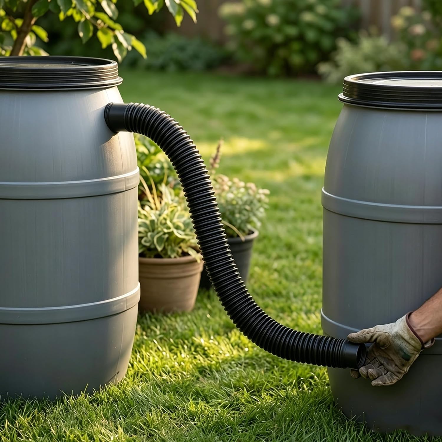 2PCS Rain Barrel Hose Connector,1.25"Stretchable Downspout Diverter Adapter