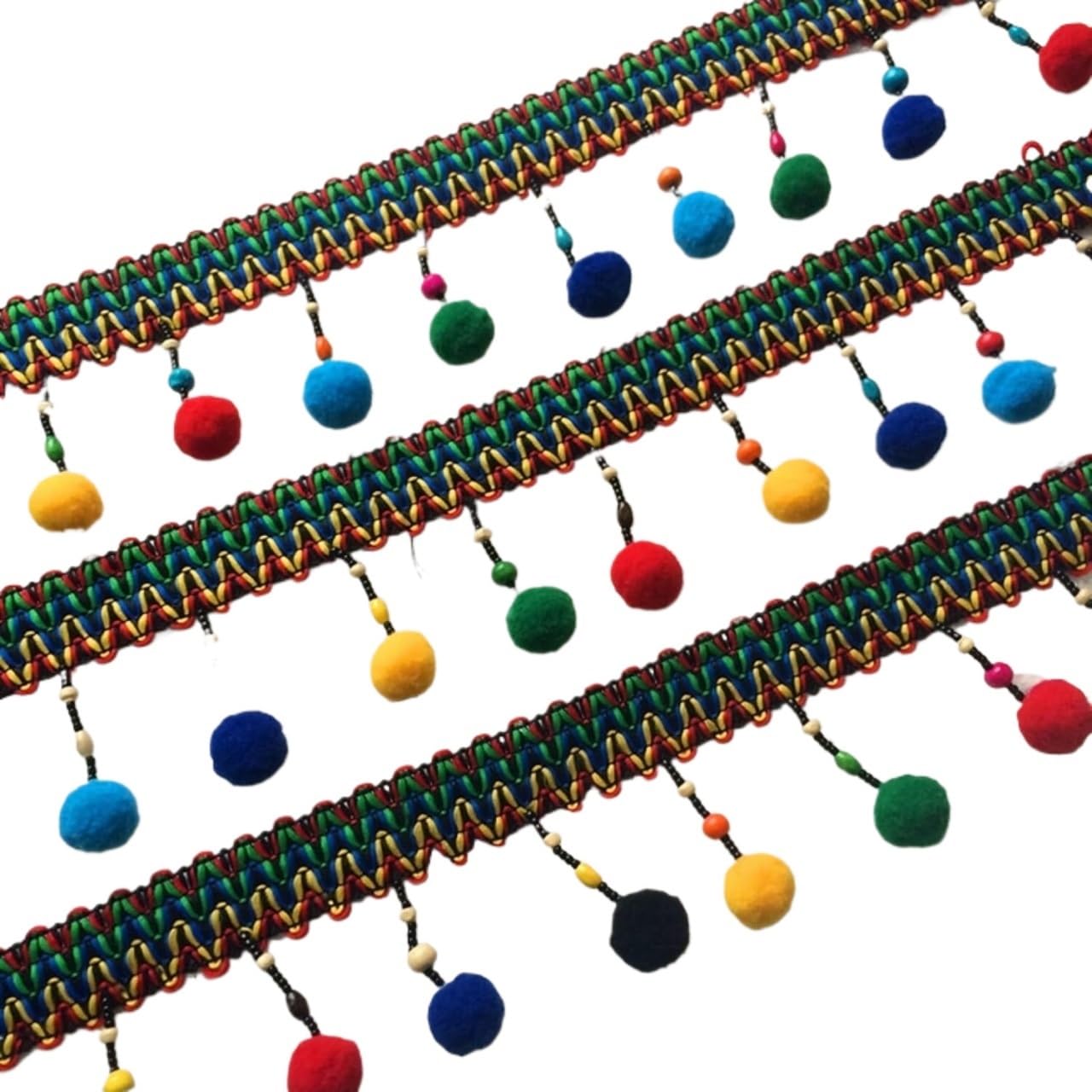 5 Yards Pom Ball Trim Quaste Fransenband | Nähen Handwerk DIY Tasche Kleidung dekorative Spitze Vorhang Lampenschirme Dekor