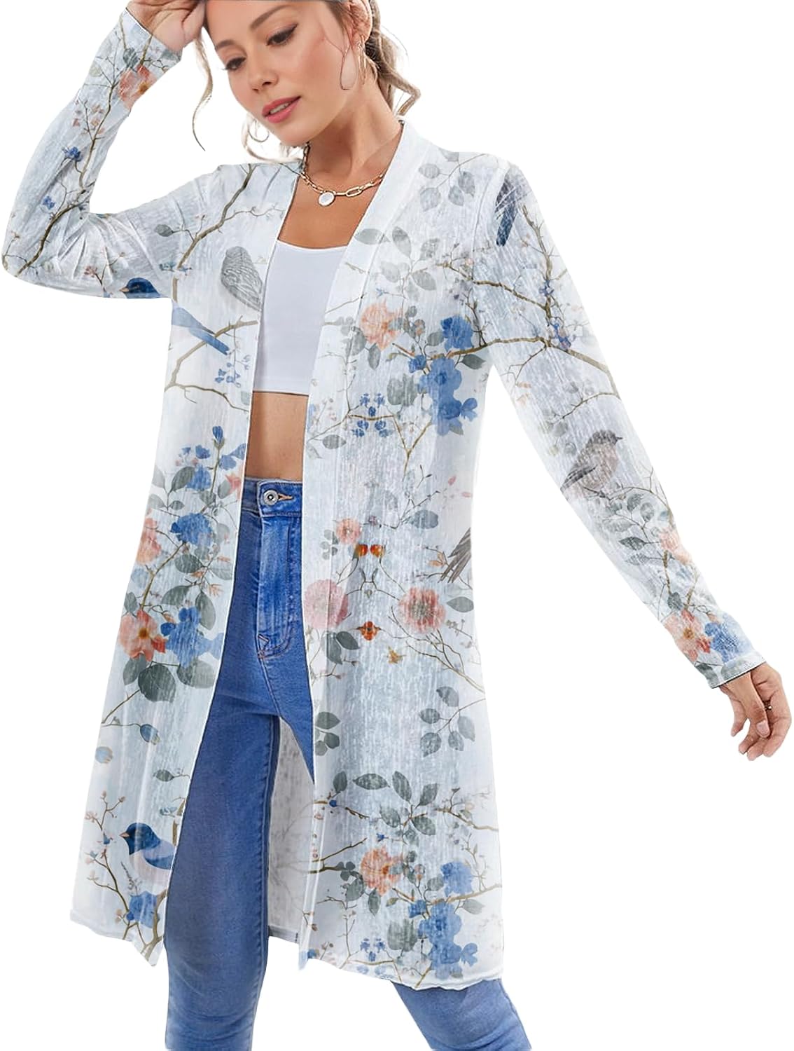 Cardigan Sweaters for Women Print Vintage Graphic Comfy Trendy Casual Soft Flowy Outdoor Summer Vacation Coat
