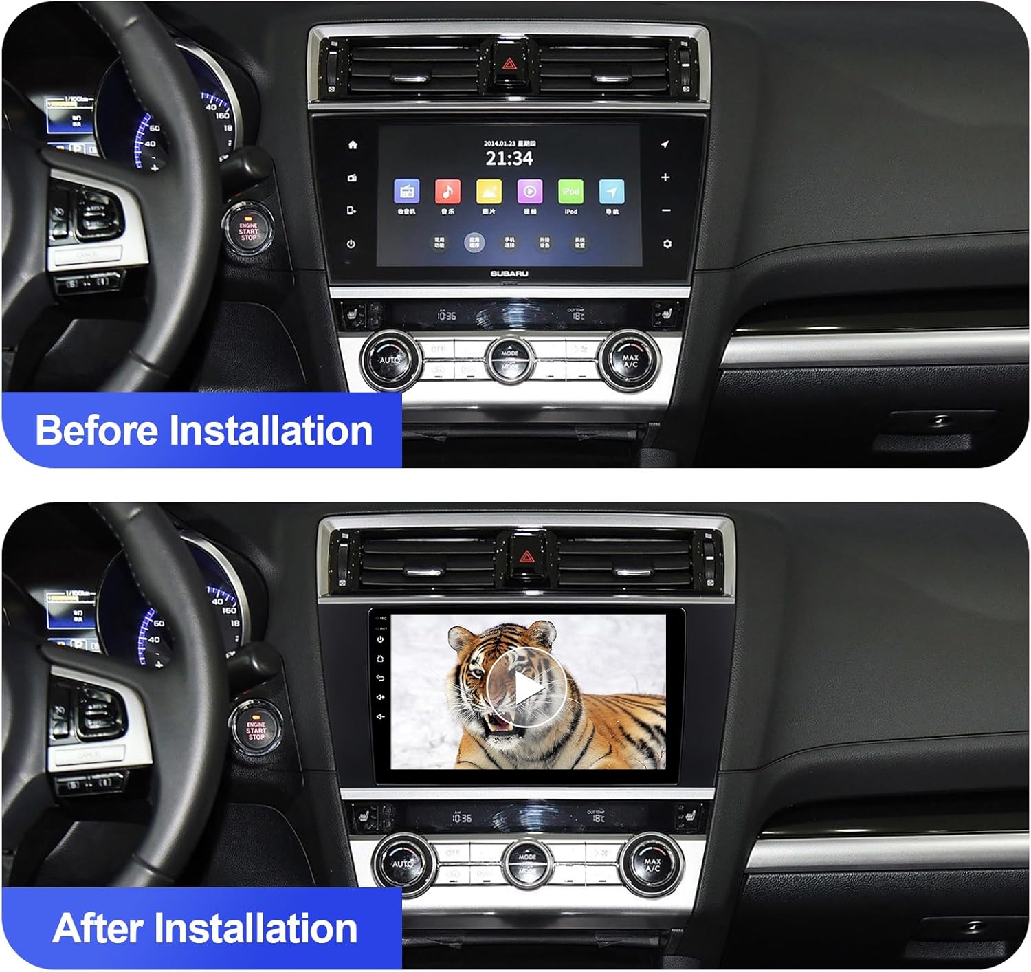 2+32G Android 12 Double Din Car Stereo for Subaru Outback Legacy 2015-2018 with 9 Inch Touchscreen Radio Built-in Wireless Carplay/Android Auto/GPS/Bluetooth/FM/AUX-in/SWC/Backup Camera