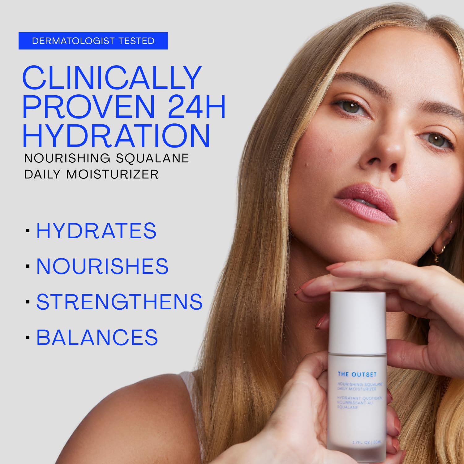 The Outset Crema hidratante diaria nutritiva con escualano – suave, sin perfume, no comedogénica, reparadora de barrera cutánea, hidratante, limpia, vegana, sin gluten, para todo tipo de p