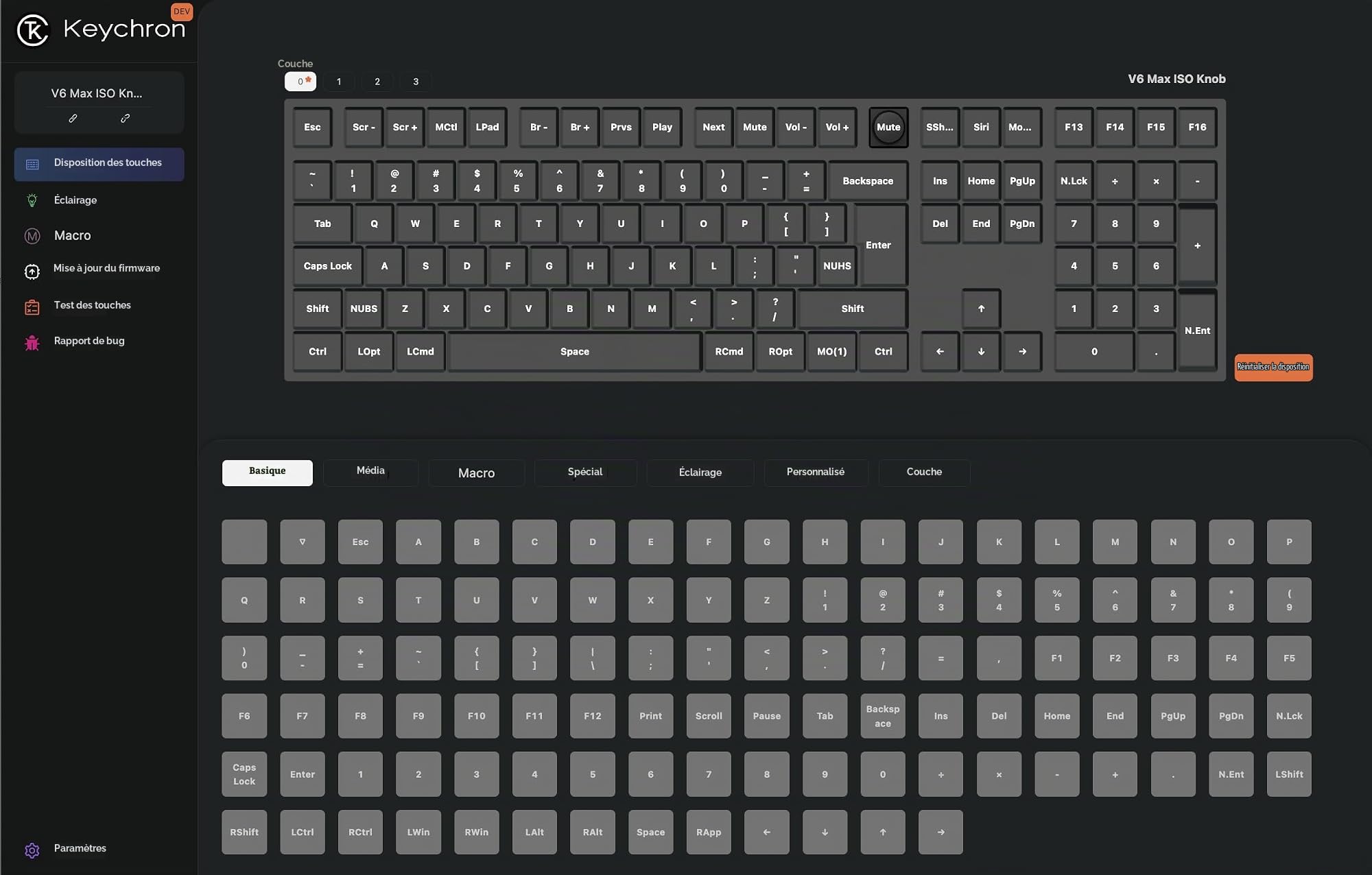 Keychron V6 Max Clavier Mécanique sans Fil Personnalisé, 2.4G Hz Bluetooth Cable Connection QMK/Via Programmable, Lumière RVB Hot-Swap Gateron Jupiter Marron Switch pour Mac/Windows/Linux FR Layout
