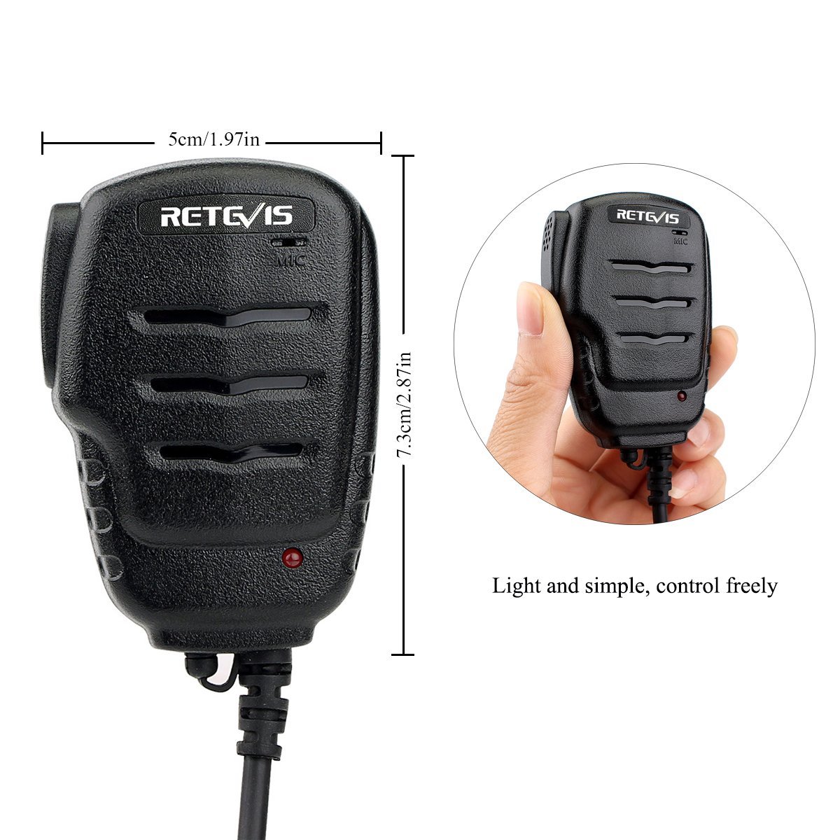 Retevis RS111 Altoparlante Microfono 2 Pin per Walkie Talkie RT24 RT22 RT27 RT3S RT5 Kenwood BAOFENG UV-5R BF-888S TYT