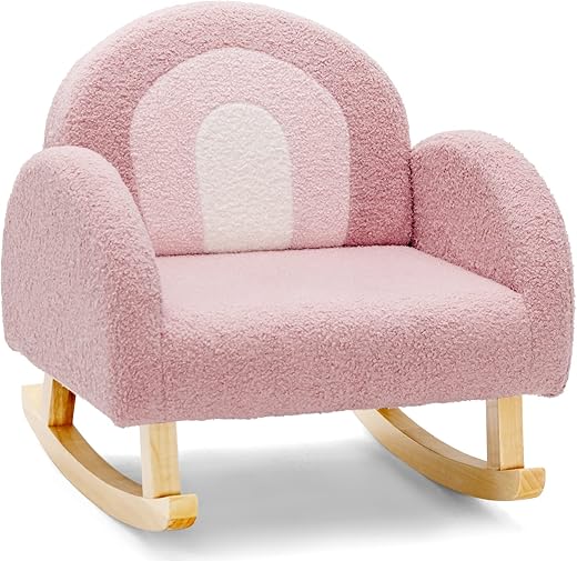 COSTWAY Kindersessel für Kleinkinder, gepolsterter Kindersofa mit Massivholzbeinen, Kindercouch Kinderstuhl für Kinderzimmer, Spielzimmer & Kindergarten (Sofastuhl, Rosa)