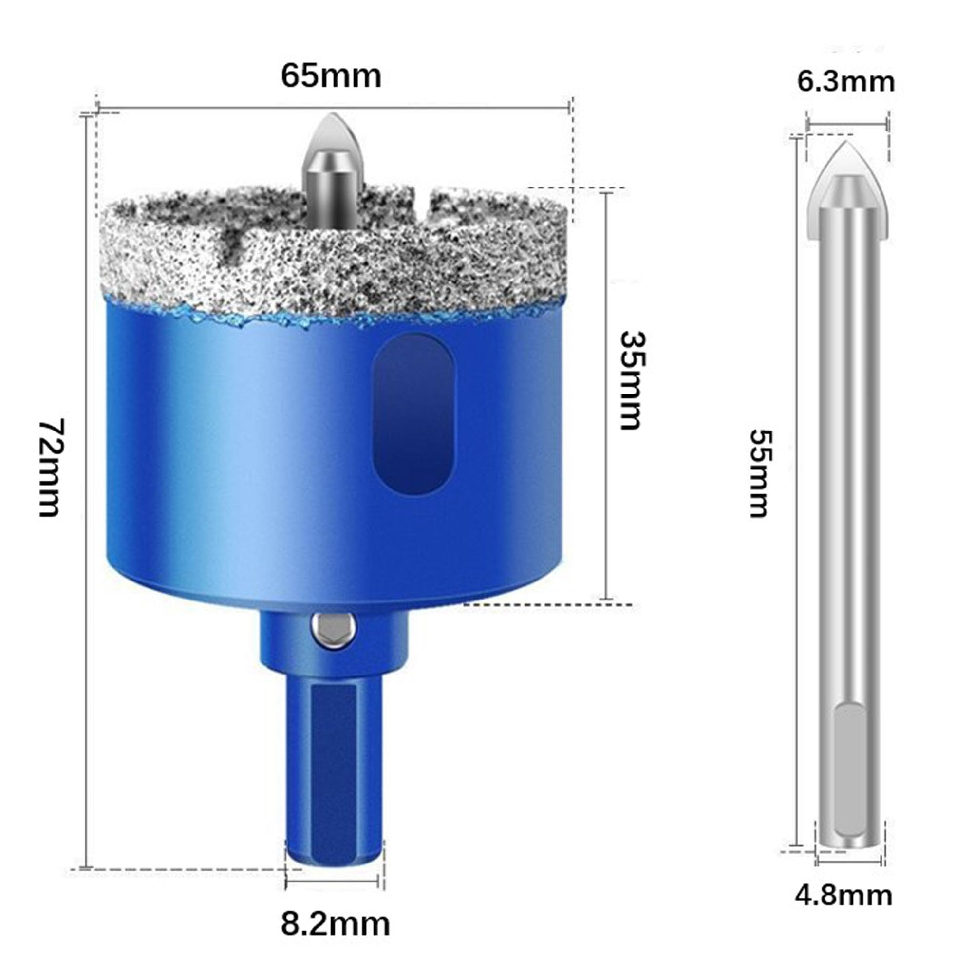 AGSYFFD 65 mm diamond hole saws glass drilling saws diamond coated drills for glass marble granite - Image 3