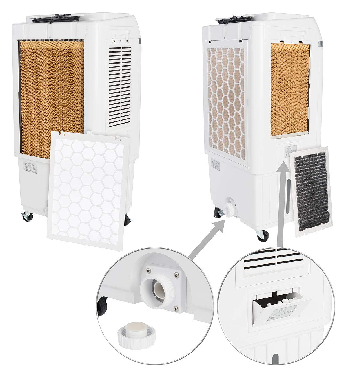 Sichler Haushaltsgeräte Luftkühler Ventilator: 2in1-Luftkühler & Luftbefeuchter mit Ionisator, 26 Liter, 100 W, 25 m² (Luftreiniger Luftbefeuchter, Luft reinigen und Kühlen, Kühl)