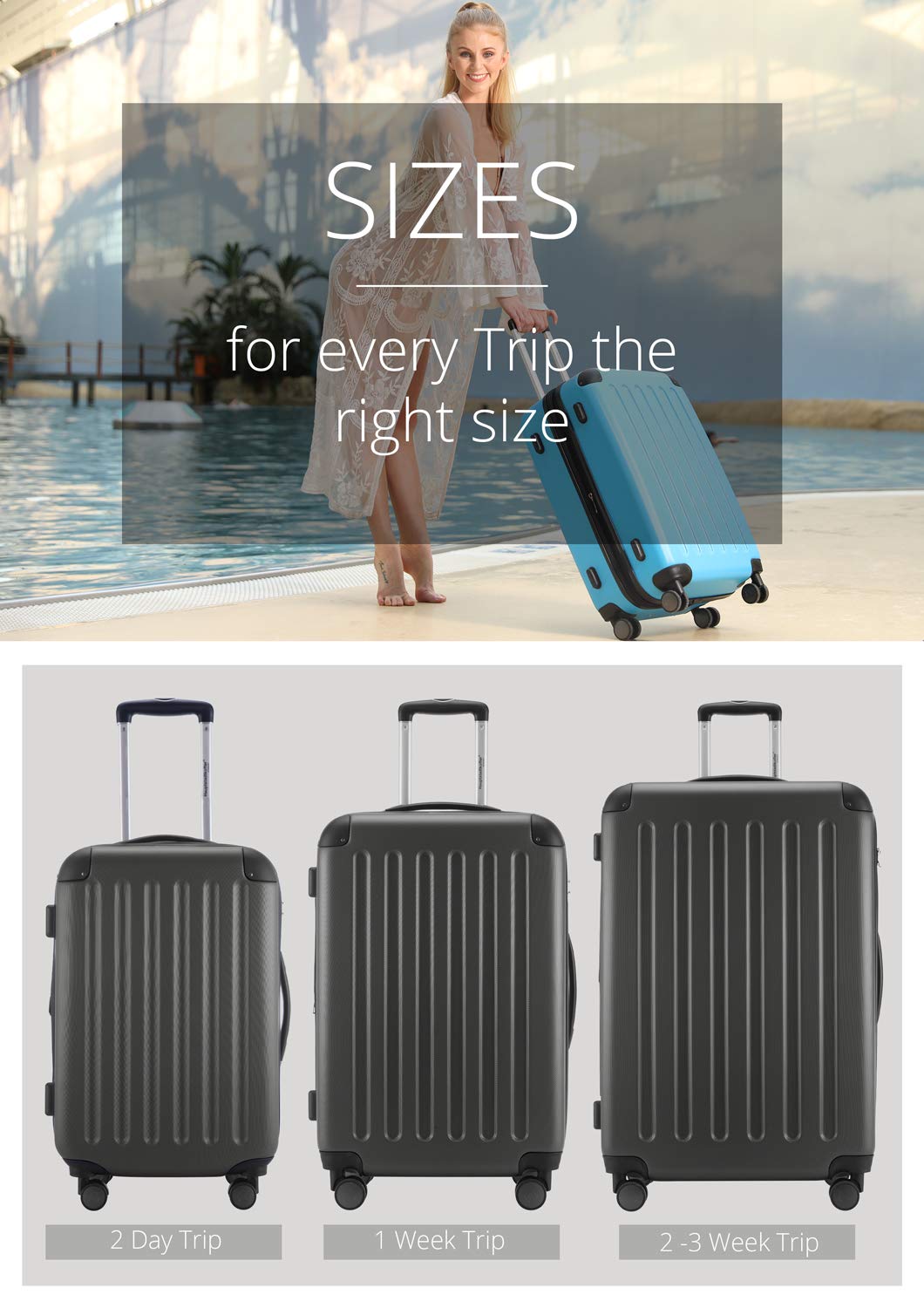 HAUPTSTADTKOFFER - Spree - Maleta rígida, Trolley expandible, Equipaje de Viaje, 4 Ruedas Dobles, TSA, 65 cm, 74 litros, Champán — view 170