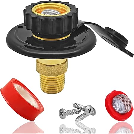 White RV Trailer City Water Fill Inlet Flange Brass With Check Valve Marine - Foto 5