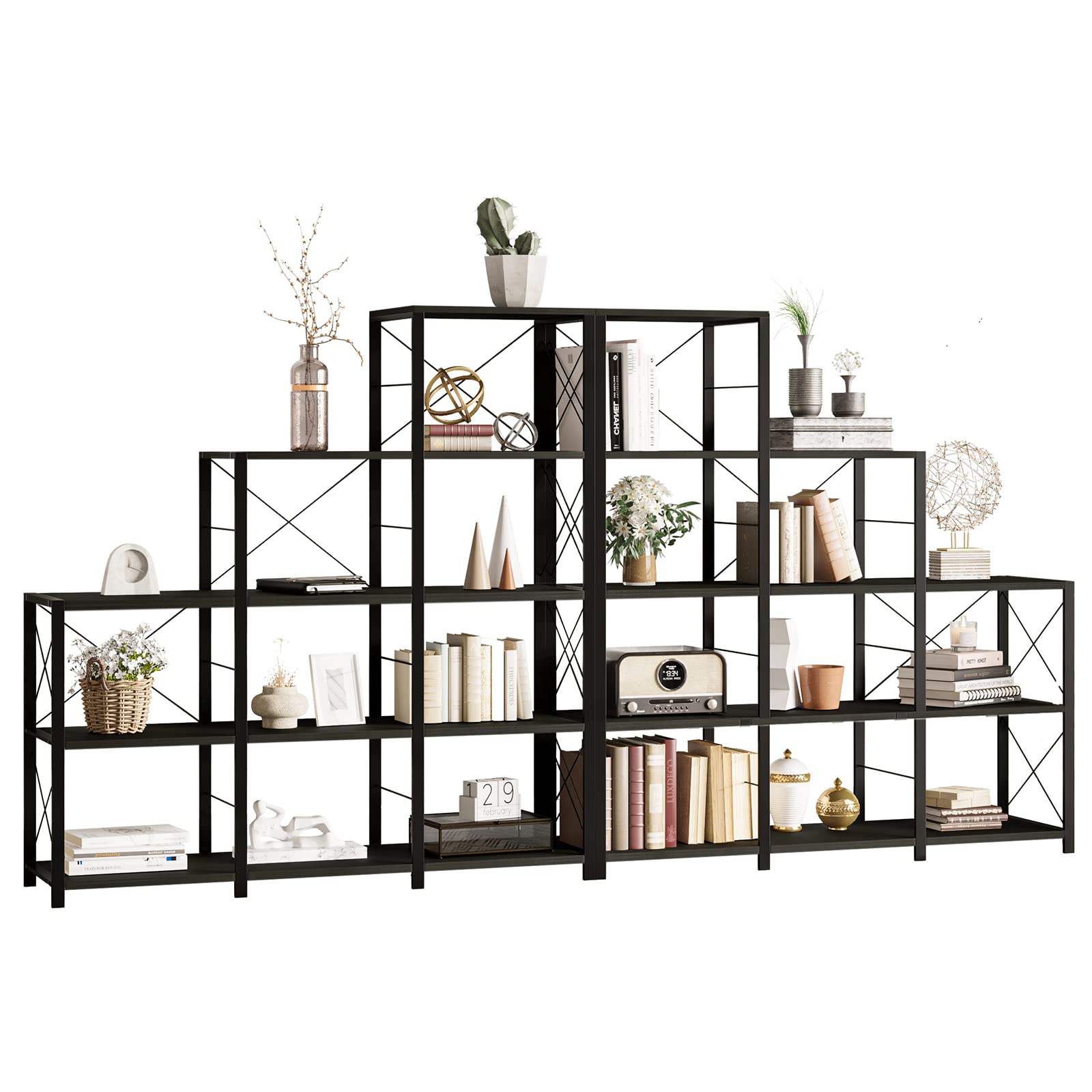 Hasuit Ladder Corner Bookshelf, 12 Shelves Bookcases, 5Tier Stepped