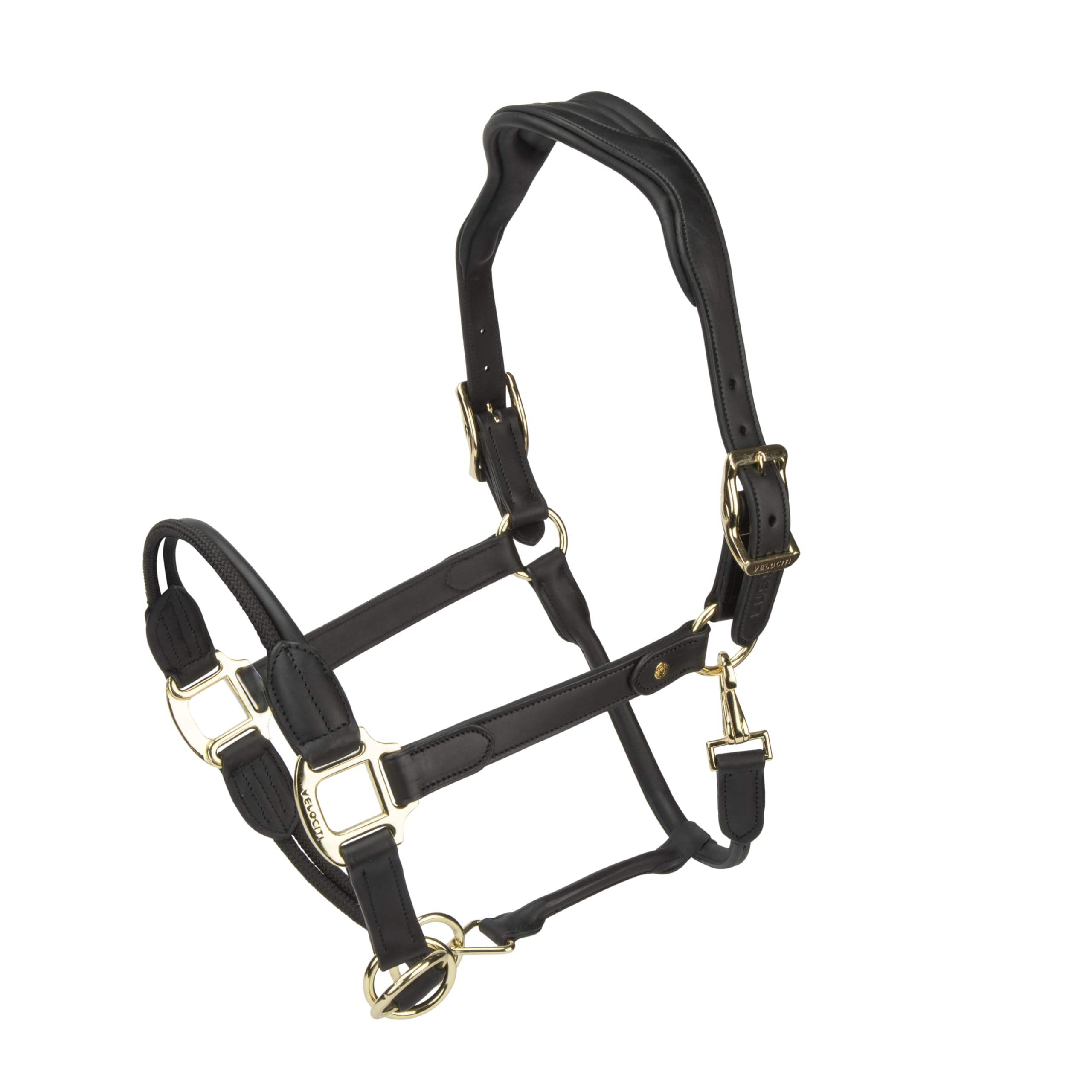 Shires Velociti Lusso Soria Leather Headcollar - Black Pony
