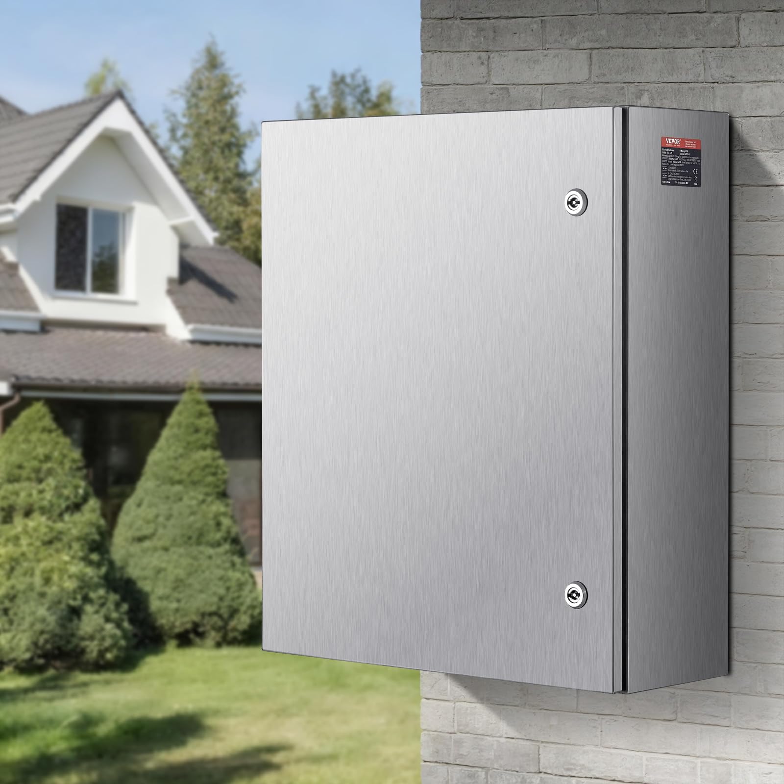VEVOR Caja Eléctrica de Acero Inoxidable Gabinete Eléctrico 60x50x20cm IP66 Caja Impermeable Montada en Pared con Placa de Montaje Bisagra de Bloqueo para Equipos Electrónicos Eléctricos al Aire Libre