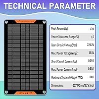 Vista 2 de 12 Volt 10 Watt Solar Car Battery Charger & Maintainer, Solar Panel Trickle Charger, with Alligator Clip& Cigarette Lighter PlugAdapter for Car