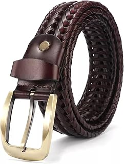 REDHORNS Knitted Braided Leather Belt for Men With Micro Adjustable Belt for Jeans, Trousers, Chinos | Gents Belt Casual F... Price In India