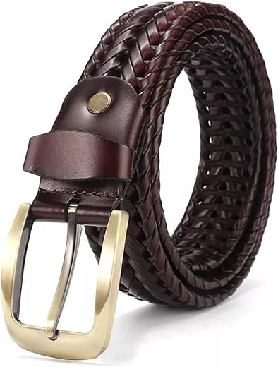 REDHORNS Knitted Braided Leather Belt for Men With Micro Adjustable Belt for Jeans, Trousers, Chinos | Gents Belt Casual F...