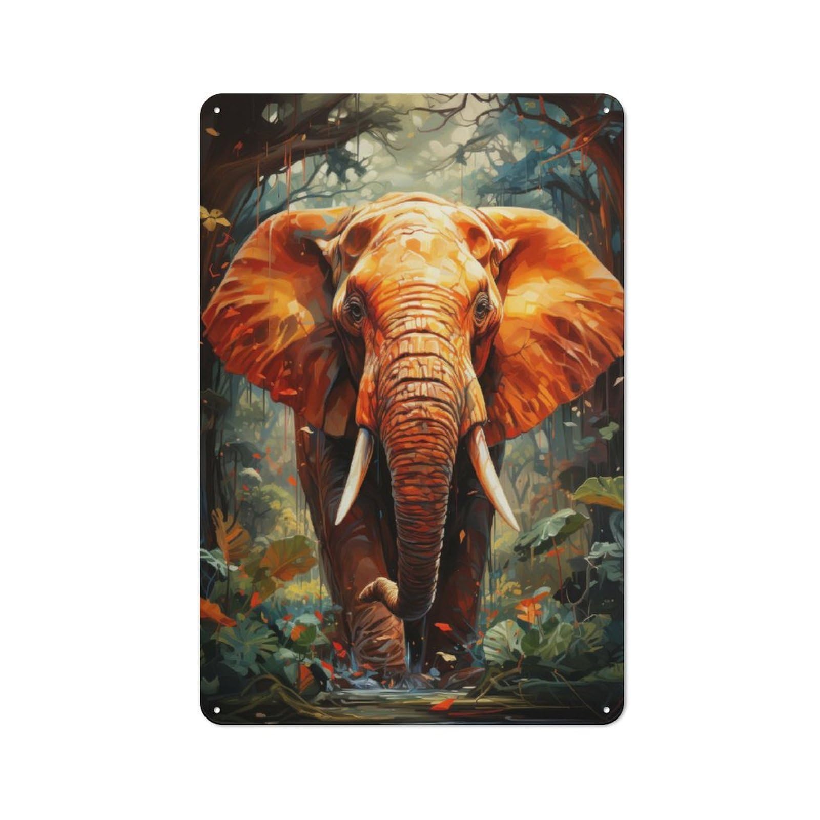 Junmoney Hot Sunset Elephant Africa Vintage Tin Sign 30X20cm, Country Style Bistro Wall Plaque For Bakery, Diner, Cafe Or Family Room