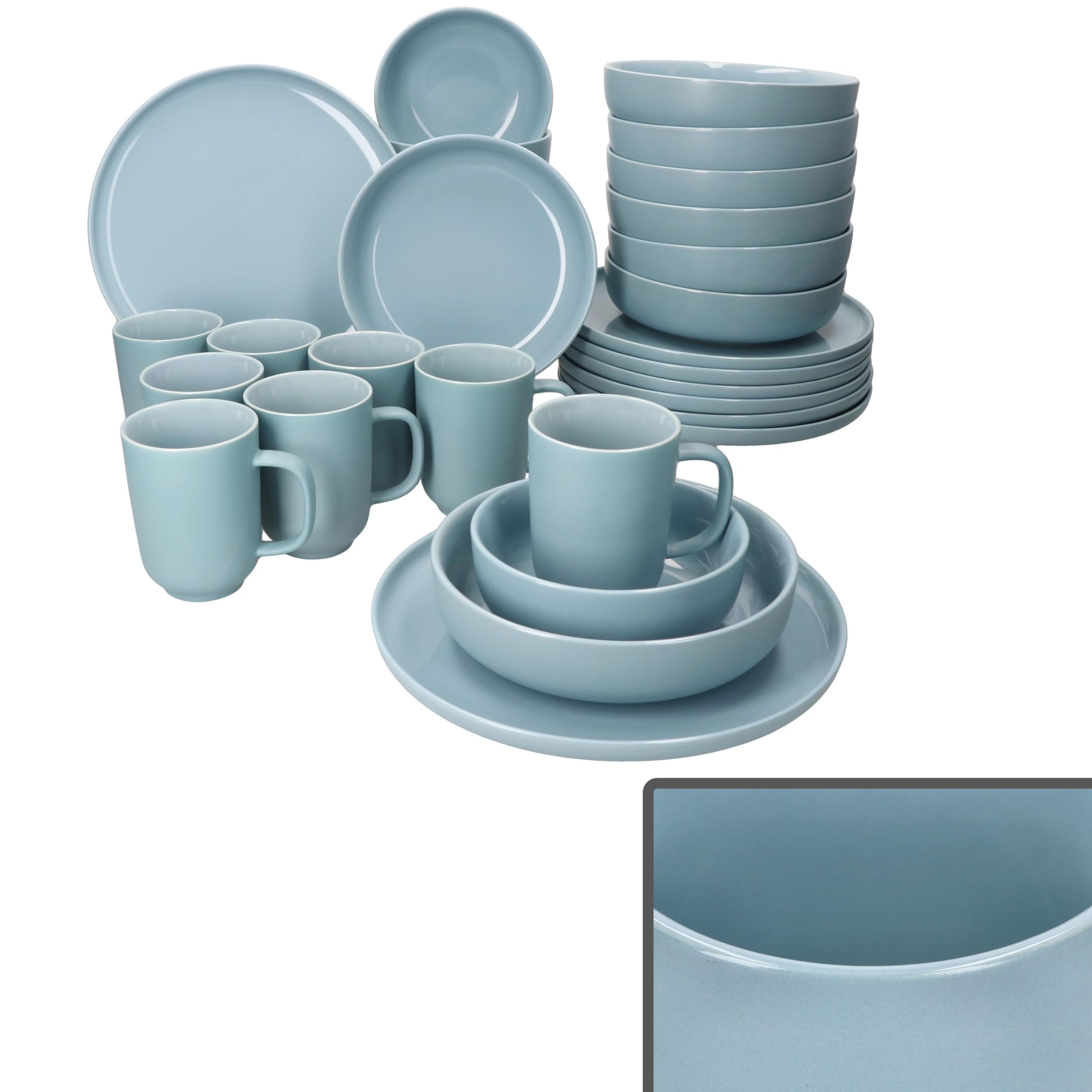 Ritzenhoff & Breker Jasper Service combiné 32 pièces pour 8 personnes I Service de table en faïence avec 8 tasses à café de 170 ml, bols de 360 ml, assiettes creuses et assiettes plates I Petit