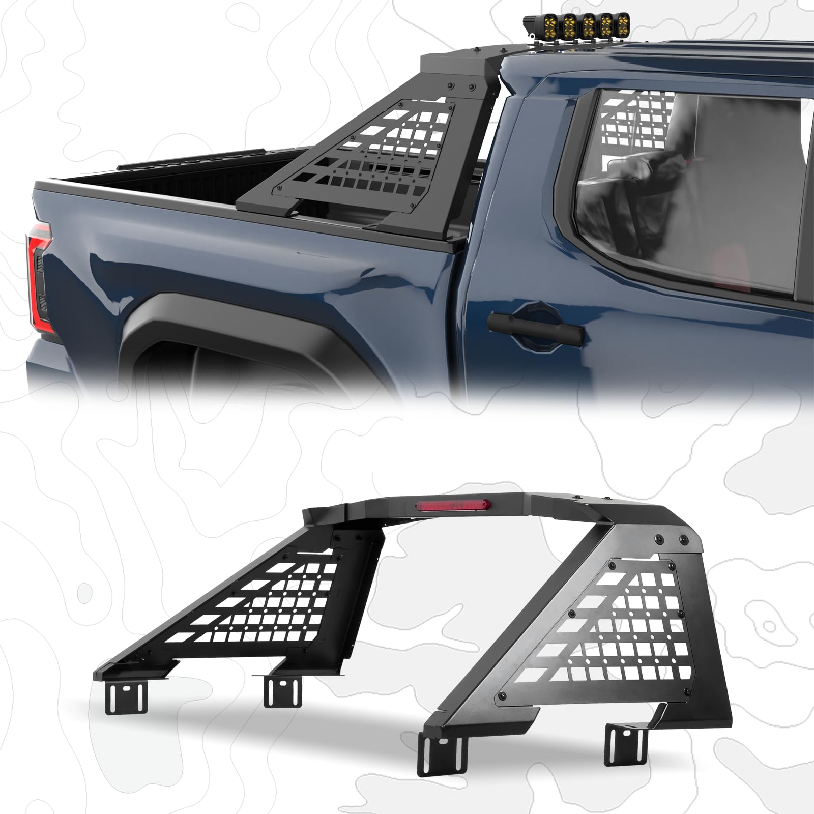 LOX ROX Explore O Series Sport Roll Bar Compatible with Mid Size Pickup Truck for Tacoma, Ranger, Canyon, Frontier | Quick Installation no Drilling