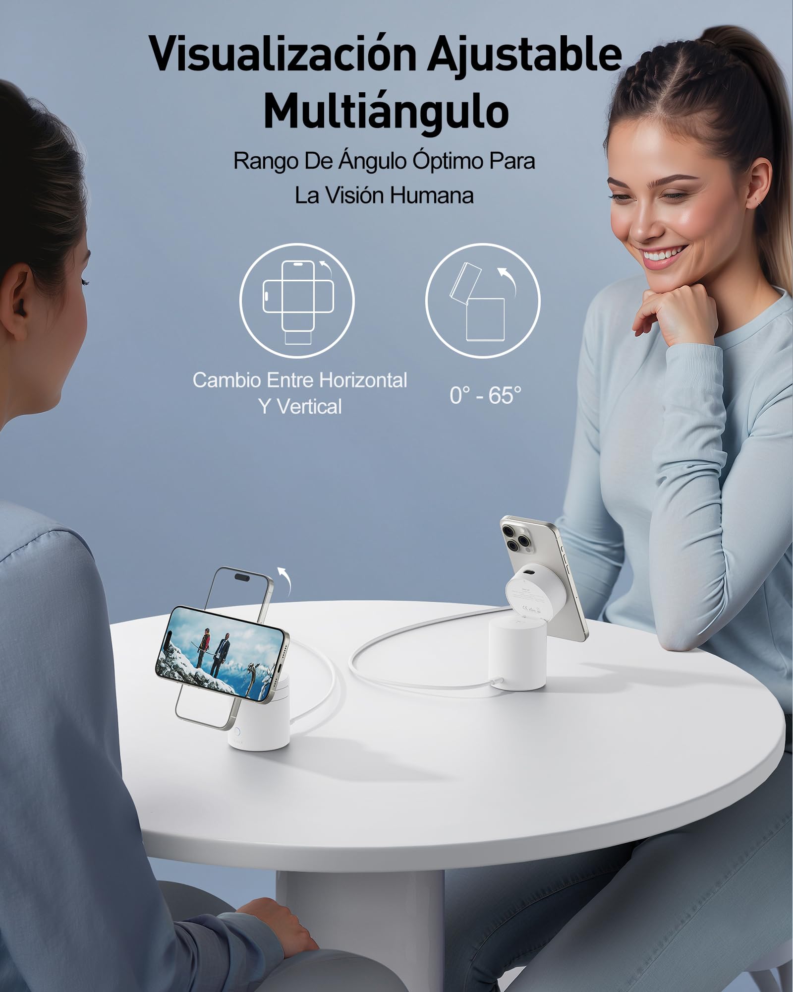 iWALK 3 En 1 Soporte De Carga Inalámbrica con Rotación Automática, Estación De Carga con Imán, 15W Estación De Carga Inalámbrica Plegable para iPhone 17 16 15 14 13 12 & Apple Watch & Airpods