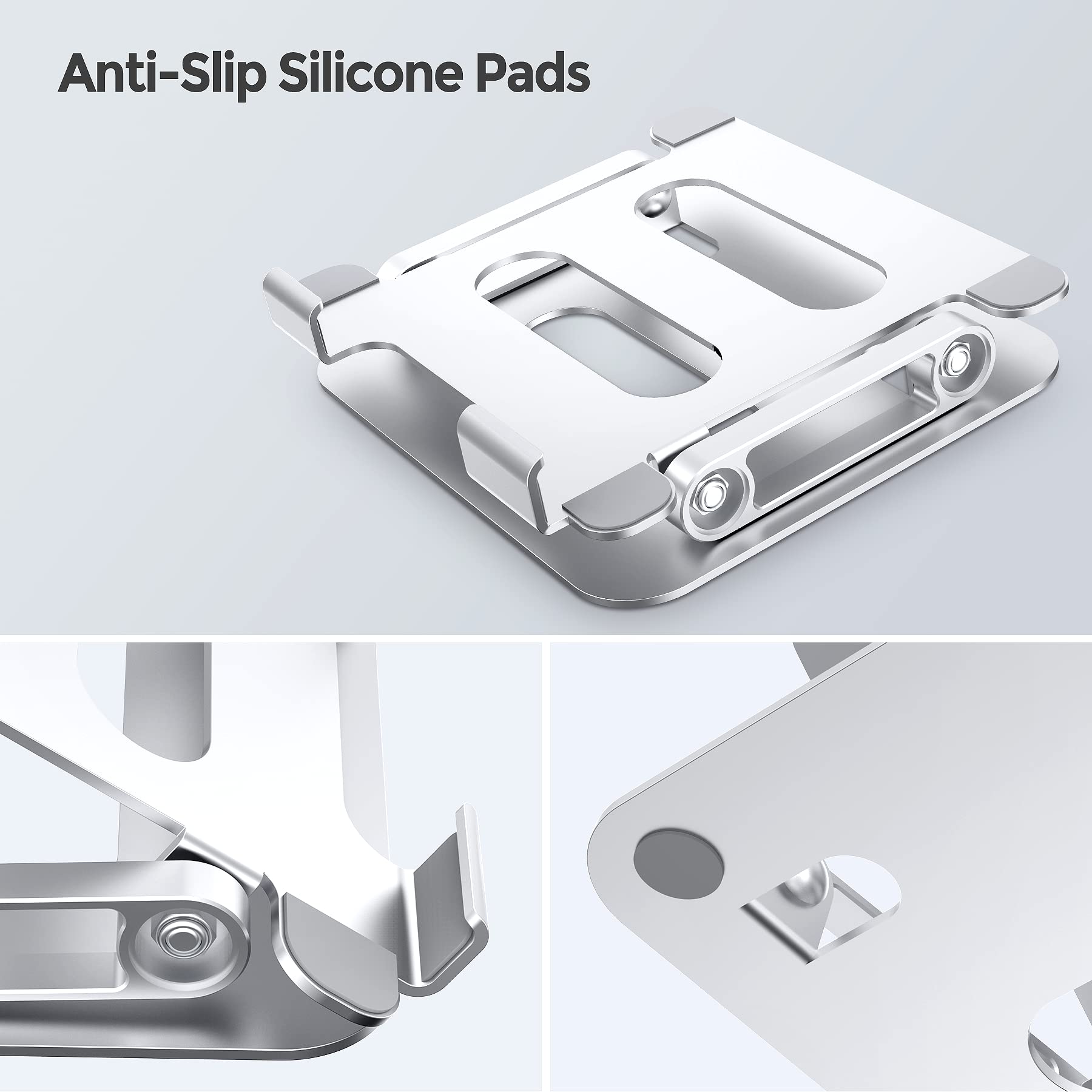 Support de Tablette pour Bureau, réglable et Pliable, en Aluminium, Compatible avec Les iPad Pro 9.7, 10.5, 13 Air Mini 4 3 2, Kindle, Nexus, Galaxy, E-Reader (4-13") – Argent (Blanc argenté)