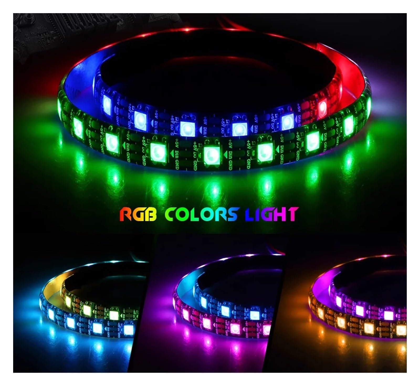 Rainbow PC Digital WS2812b LED-Streifenlicht for 5 V 3-poliges ARGB-Header-PC-Gehäuse(Waterproof,30 1m X3)