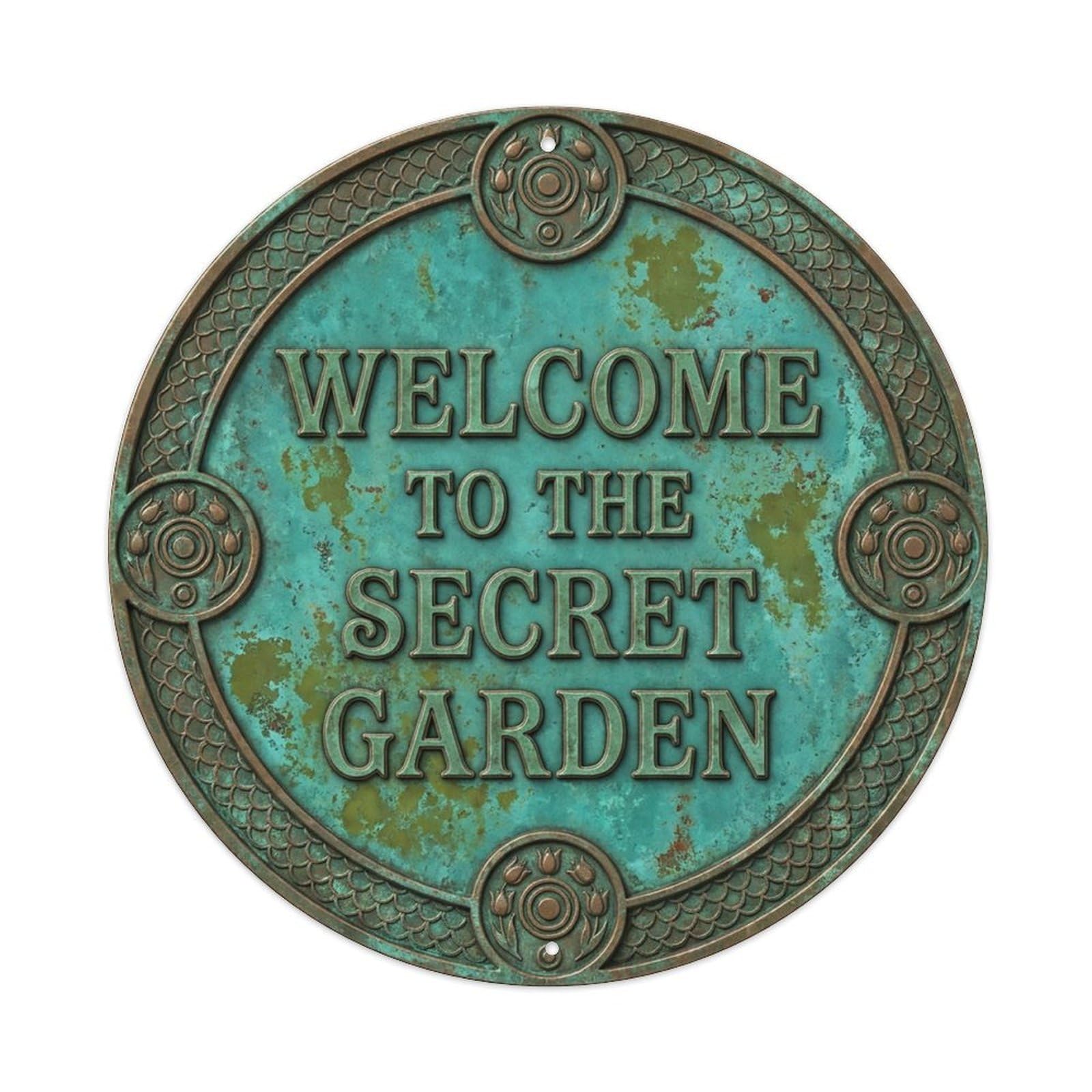 Vintage Welcome Secret Garden Leafy Classic Metal Tin Sign