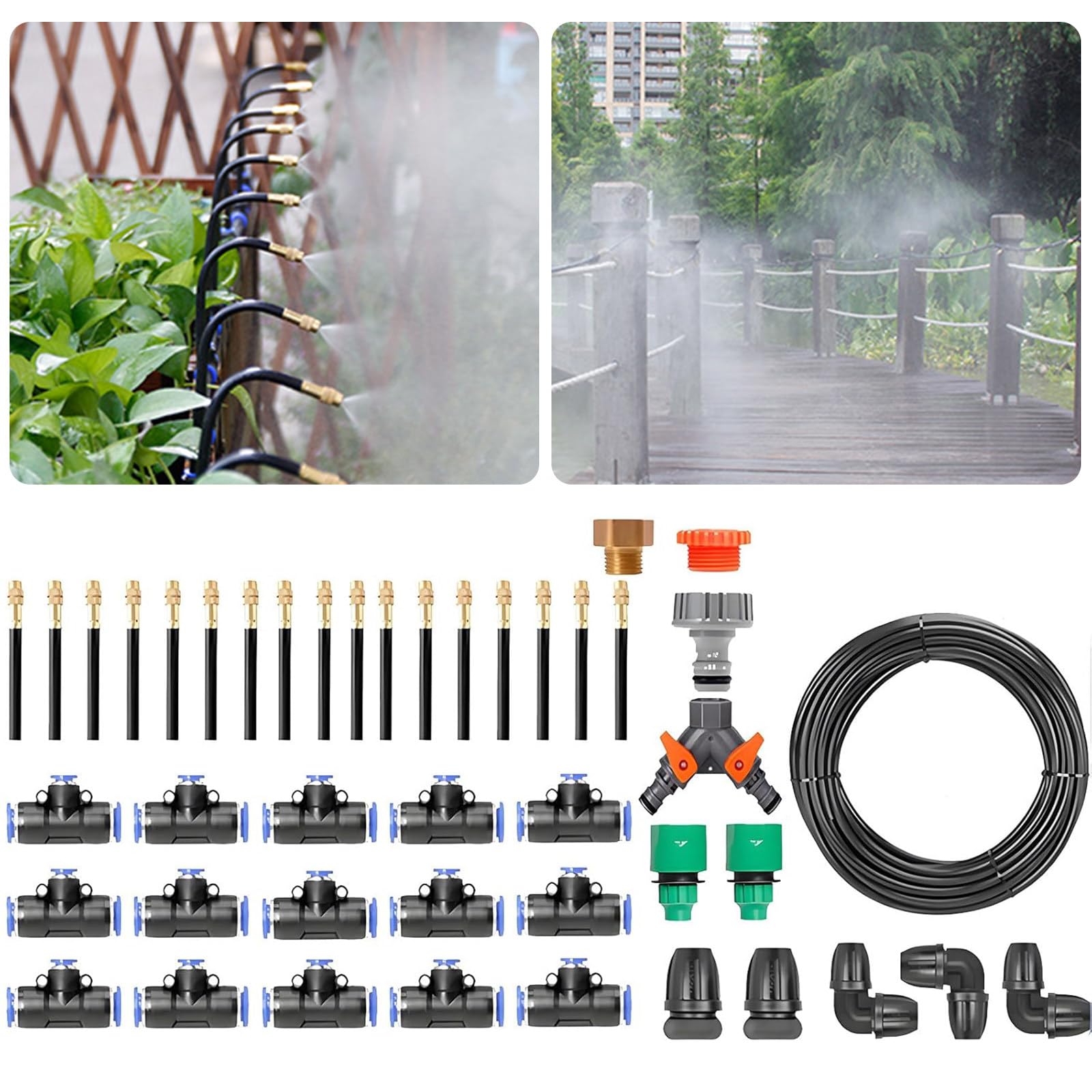 Kit di Irrigazione A Goccia per Serre, Adatto per Rubinetti da 1/2" E 3/4", Kit di Irrigazione A Goccia Flessibile A 360°, Copertura Completa, Timer Intelligente 1 Sec - 300 Min 20m