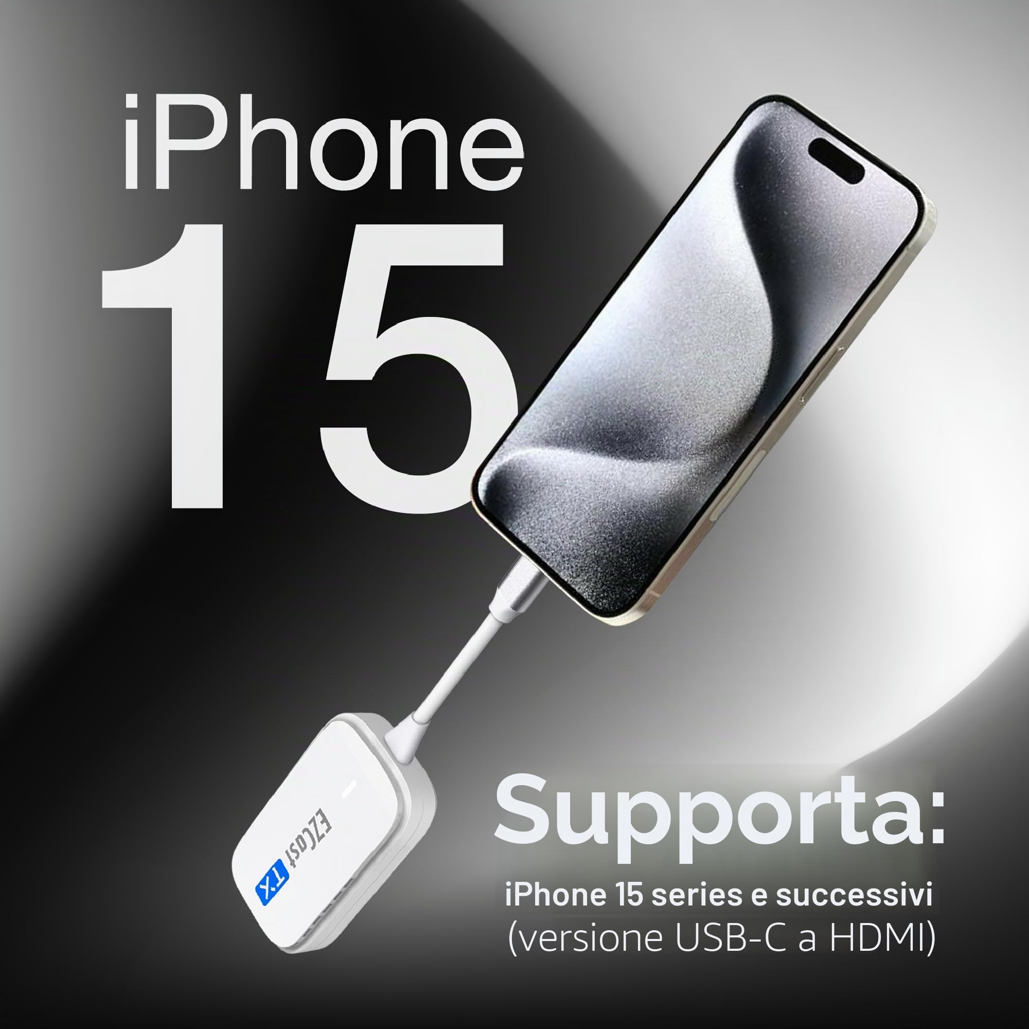 EZCast Trasmettitore e ricevitore da USB C a HDMI, extender HDMI da 30 m per guardare film e TV in diretta in HD 1080p, da telefoni, iPad Pro e laptop a proiettori HDTV