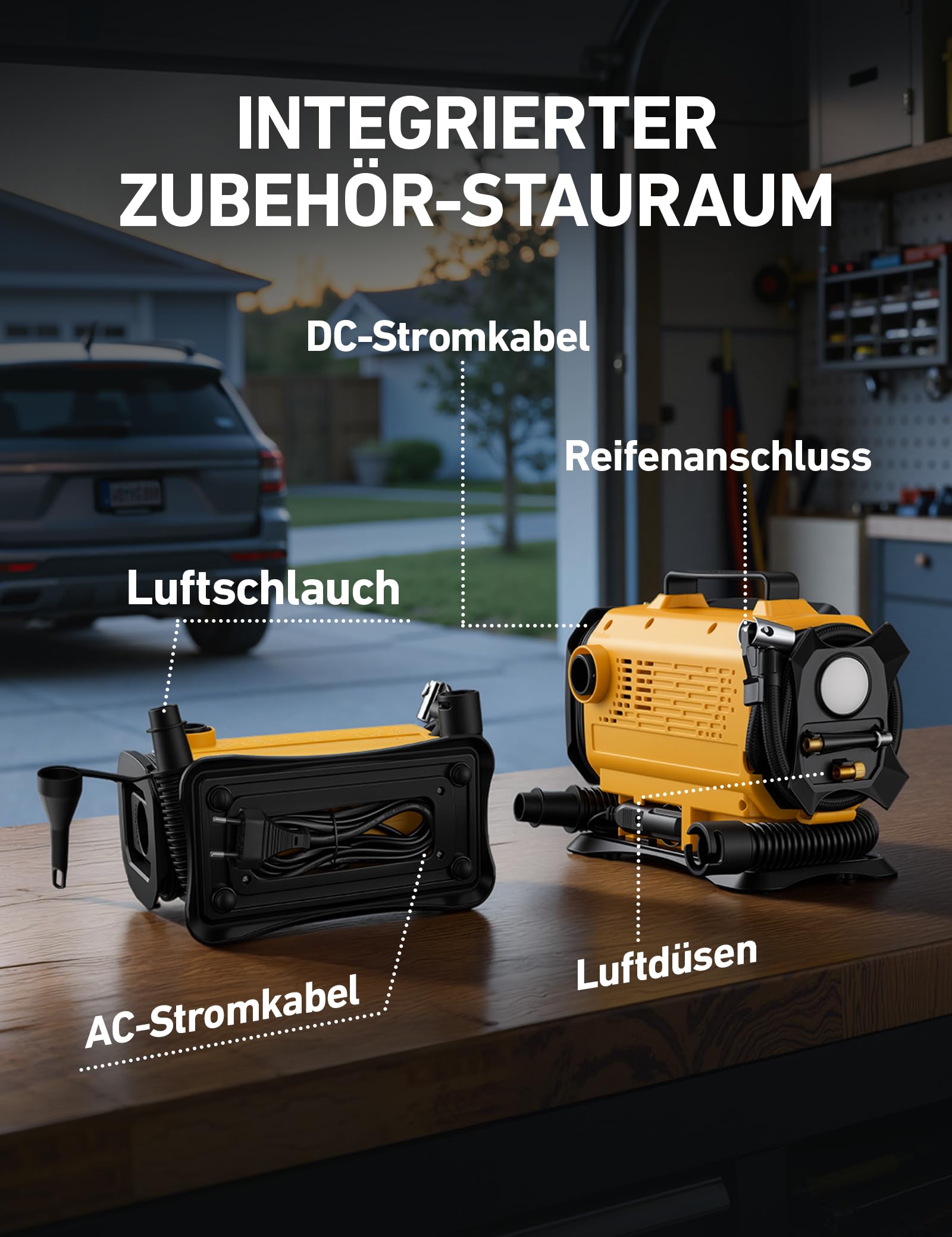 AstroAI Kompressor Auto 12V DC/230V AC Duale Stromquellen, 10,3 bar | Luftmatratzenaufpumpen Max. 350 L/min, Reifenaufpumpen Max. 22 L/min, für Fahrrad,Auto,Schlauchboote,Luftmatratze