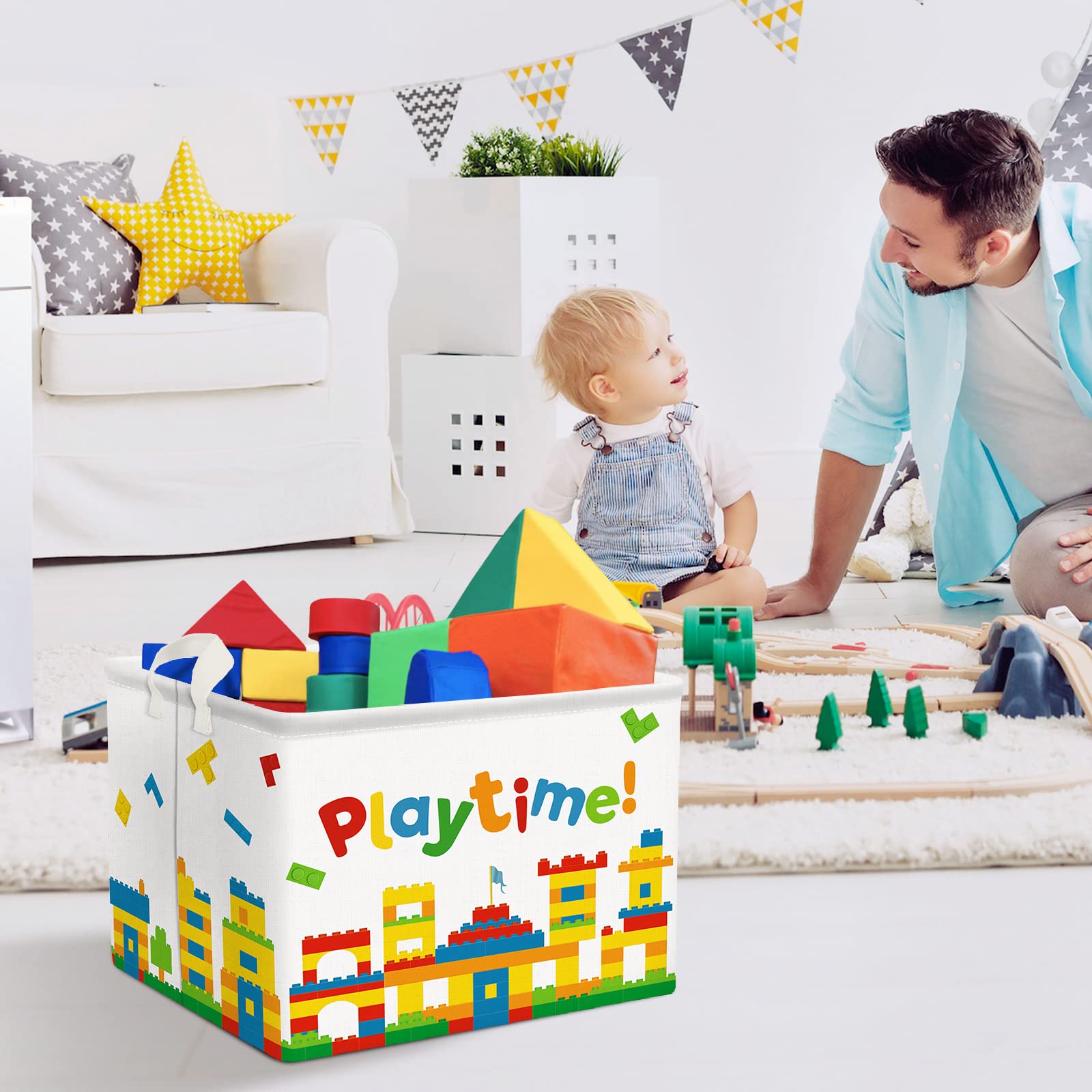 Cestino Portaoggetti A Forma Di Squalo - 40x30x30 Cm Per Camera Bambini, Blu Con Animali Marini