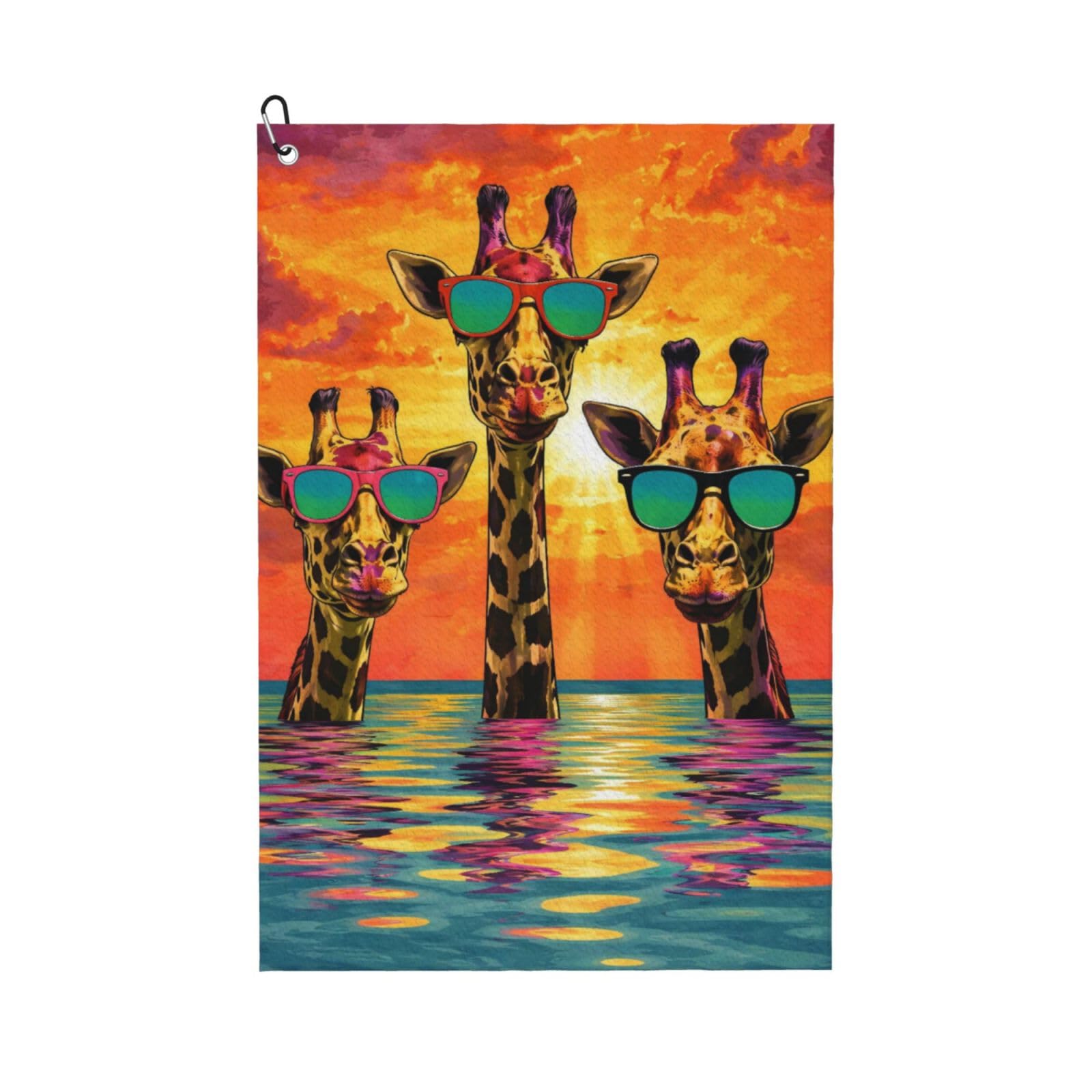 Oudrspo Vitality Cartoon Giraffe Multi-Functional Golf Towel | Absorbent Quick Drying 16x24in
